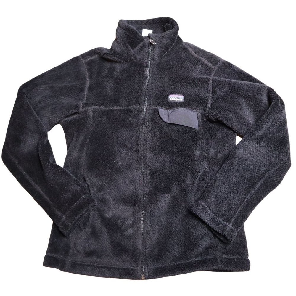 Patagonia Black Fuzzy Fleece Zip Up Jacket Women's Size S